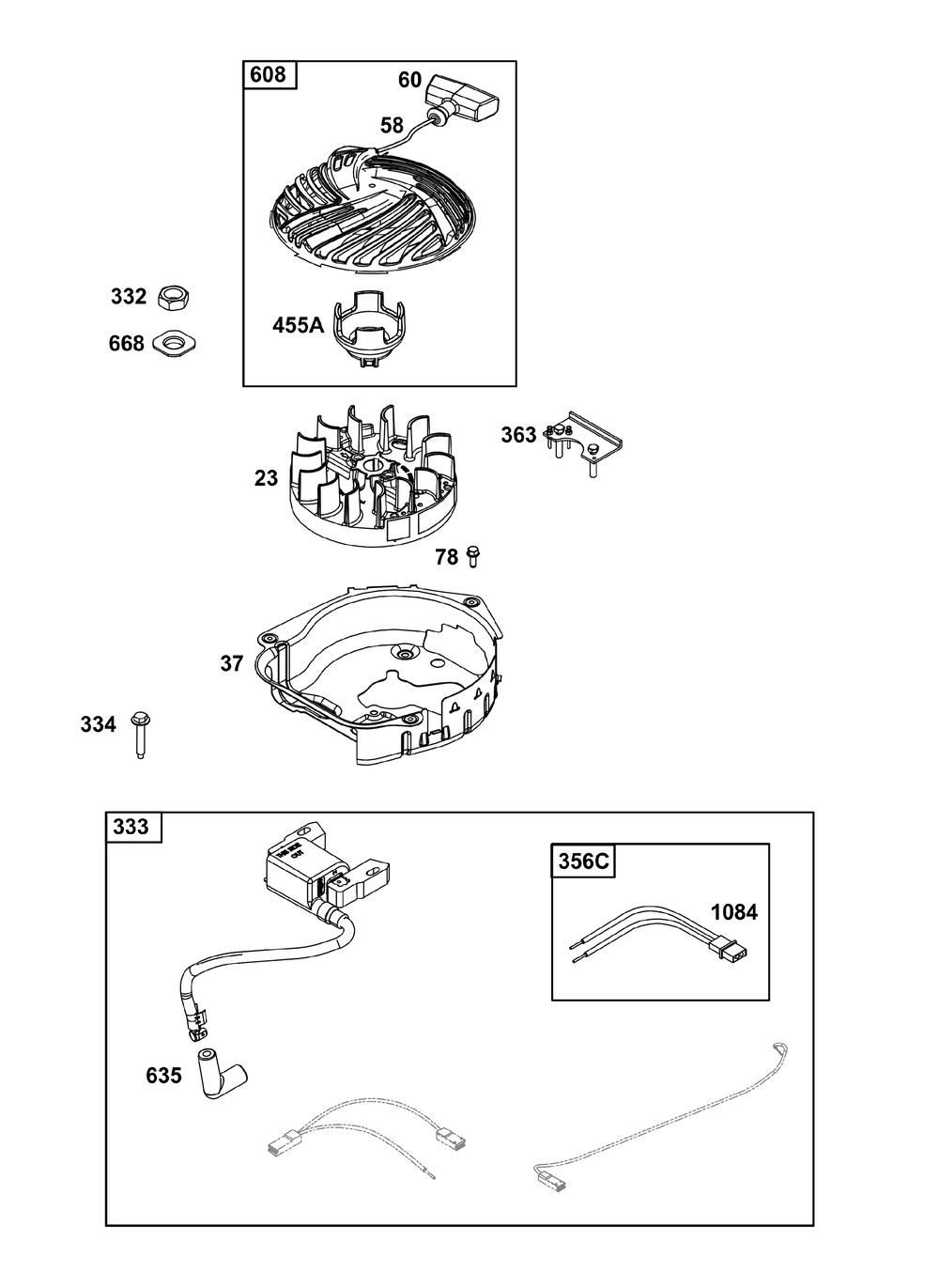 Flywheel, Ignition, And Starter Group Diagram and Parts List for 09P602-0024-H5 020000 - 09Z999 Briggs and Stratton Engine